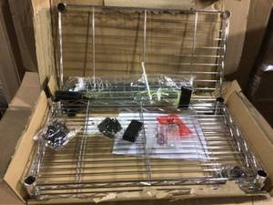 lot 47 image: Chrome 3-Tier Steel Wire Shelving Unit (23 in. W x 30 in. W x 13 in. D) Customer Return See Pictures