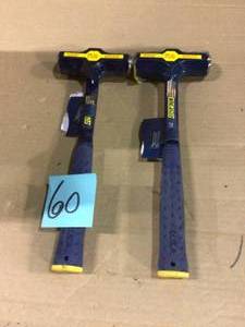 lot 60 image: 48 oz. Solid Steel Engineers Hammer with Blue Nylon Vinyl Grip and End Cap by Estwing Customer Return See Pictures