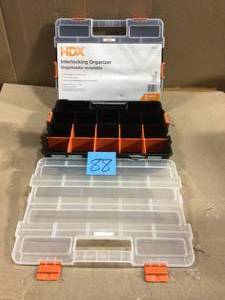 lot 88 image: 15-Compartment Interlocking Small Parts Organizer in Black (2-Pack) by HDX Customer Return See Pictures