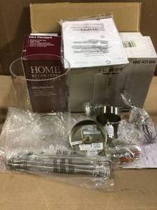 lot 99 image: Mullins 1-Light Brushed Nickel Mini Pendant with Clear Glass Shade by Home Decorators Collection Customer Return See Pictures