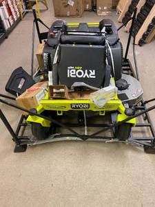 lot 115 image: Ryobi 54 in. 115 Ah Battery Electric Riding Zero Turn Mower see pictures