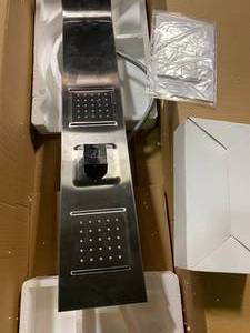 lot 113 image: 39 in. 2-Jets Shower System with Easy Connect Rainfall Waterfall Panel in Space Gray by AKDY Customer Returns See Pictures