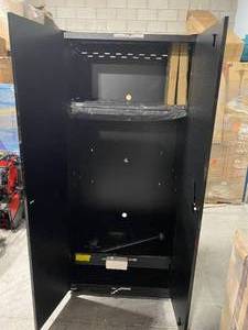 lot 116 image: Heavy Duty Welded 20-Gauge Steel Freestanding Garage Cabinet in Black (36 in. W x 81 in. H x 24 in. D) by Husky  Customer Returns See Pictures