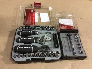 14 in. and 38 in. Stubby Ratchet and Socket Set (46-Piece) by Husky Customer Returns See Pictures