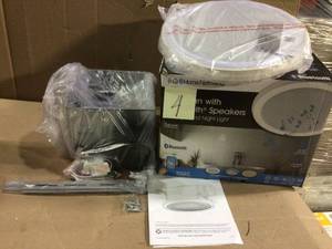 Decorative White 110 CFM Ceiling Mount Bluetooth Stereo Speakers Bathroom Exhaust Fan with LED Light Customer Returns See Pictures