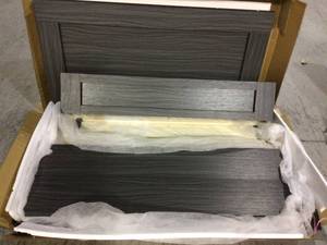 Leah Classic Wood Platform Bed - Twin XL - Burnt Driftwood by Brookside Customer Returns See Pictures