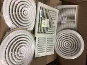 MIX LOT OF Venti Air 12 in. x 12 in. Aluminum 3-Way DiffuserRegisterGrille for Air Supply, White - EWSD3R1212 Customer Returns See Pictures