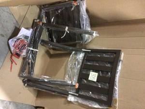 Hampon Bay Mix and Match Dark Stackable Slat Outdoor Dining Chairs Brown (2-Pack) Customer Returns See Pictures