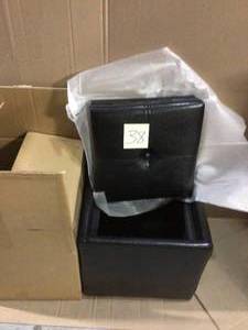 Faux Leather, Single Storage Black Ottoman with 1-Flip over Serving Tray by HODEDAH Customer Returns See Pictures