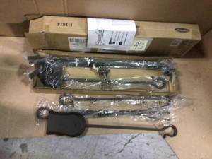 Black 5-Piece Fireplace Tool Set with Crook Handles by UniFlame Customer Returns See Pictures