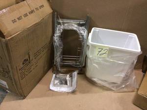15 in. Single Sliding Trash Can in Chrome with 5 Gal. White Bin Customer Returns See Pictures