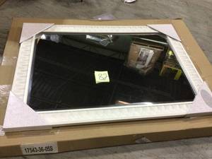 Large Rectangle White Beveled Glass Art Deco Mirror (42 in. H x 30 in. W) Customer Returns See Pictures
