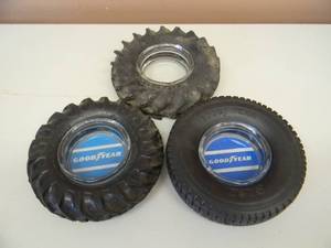 lot 20 image: 3 VINTAGE GOODYEAR TIRES RUBBER TIRE ASHTRAYS - NICE SET - SEE PICTURES