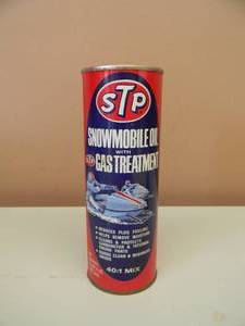 lot 43 image: VINTAGE STP SNOWMOBILE OIL & GAS TREATMENT CAN COIN BANK - APPROX 7.5 - NICE - SEE PICTURES