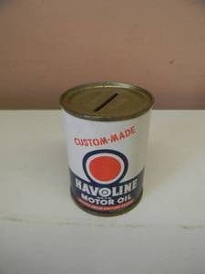 lot 55 image: VINTAGE  HAVOLINE MOTOR OIL ADVERTISING OIL CAN COIN BANK - NICE - GREAT PIECE - SEE PICTURES