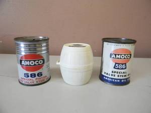 lot 56 image: 3 - VINTAGE AMOCO MOTOR OIL  GASOLINE ADVERTISING OIL CAN COIN BANKS - NICE COLLECTION - GREAT PIECES - SEE PICTURES