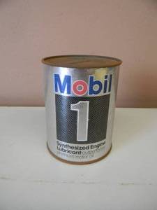 lot 57 image: VINTAGE MOBIL 1 MOTOR OIL ADVERTISING OIL CAN COIN BANKS - NICE - GREAT PIECE - SEE PICTURES