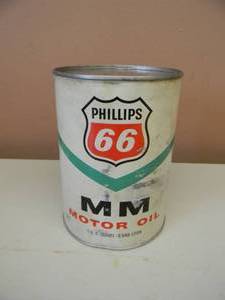 lot 80 image: VINTAGE PHILLIPS 66 MM MOTOR OIL ONE QUART CAN - VERY COOL - SEE PICTURES