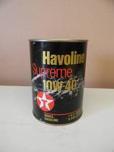 lot 82 image: VINTAGE HAVOLINE SUPREME MOTOR OIL ONE QUART CAN - FULL - VERY COOL - SEE PICTURES