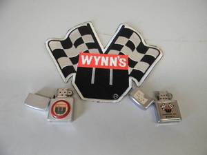 lot 91 image: 2, Vintage Wynns Trademark Advertising Cigarette Lighters 1 Made In USA 1 MADE IN JAPAN WITH NOS Vintage Wynns Racing Patch 9.5 x 7 Great Set  - SEE PICTURES