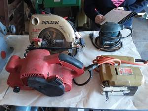 Skilsaw 7 14 Tool Shop Belt Sander, Black & Decker Jig Saw & Black & Decker Palm Sander