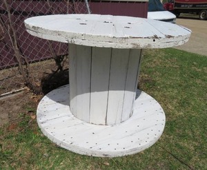 2 WOODEN CABLE SPOOLS