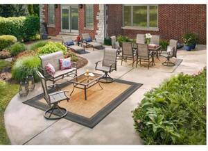 Riverbrook Espresso Brown Rectangle Steel Glass Top Outdoor Table retail price in Home Depot is$129