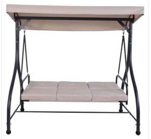 3-SeatsOutdoor Canopy Swing in Beige withCushions and Adjustable Tilt Canopy the retail price$516.8