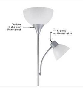 Delilah 72 in. Silver Torchiere Floor Lamp Light the retail price in Home Depot is $33.04