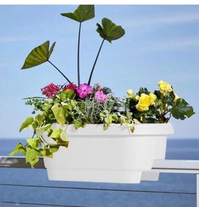 24 in. x 9 in. Casper White Plastic Deck Rail Planter