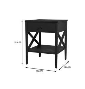 Oakley Rectangular Black Wood1Drawer End Table with X Side (18in.Wx24 in.H)