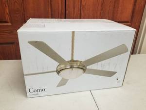 54 Ceiling Fan MinkaAire Como White with 5 White blades and Satin White Opal glass (new in box)