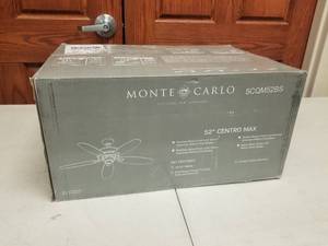 52 Ceiling Fan Monte Carlo Centro Max Brushed Steel with 5 SilverAmerican Walnut Dual blades (new in box)