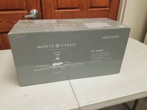52 Ceiling Fan Monte Carlo Nikki Rubberized White with 5 Rubberized White blades (new in box)