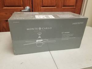 52 Ceiling Fan Monte Carlo Nikki Rubberized White with 5 Rubberized White blades (new in box)