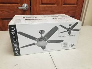 44 Ceiling Fan Monte Carlo Versio II Roman & Iberian Bronze with 5 blades and  glass (new in box)