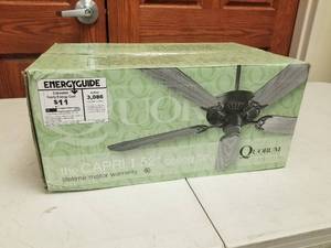 52 Ceiling Fan Quorum International the Capri I Studio White with 5 Studio White blades (new in box)