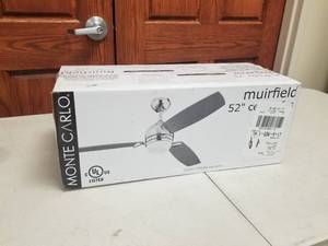 52 Ceiling Fan Monte Carlo Muirfield Polished Nickel with 3 blades and  glass (new in box)