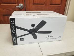 52 Ceiling Fan Monte Carlo Colony Brushed Steel with 5 blades (new in box)