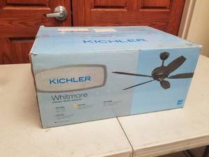 60 Ceiling Fan Kichler Whitmore Brushed Nickel with 5 WalnutCherry blades (new in box)