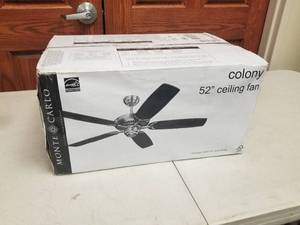 52 Ceiling Fan Monte Carlo Colony Brushed Steel with 5 blades (new in box)
