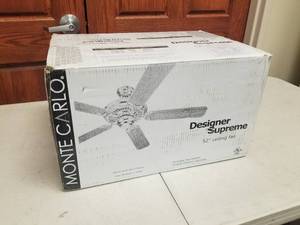 52 Ceiling Fan Monte Carlo Designer Supreme Textured White with 5 blades (new in box)