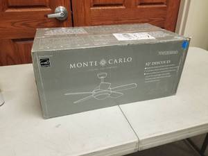 52 Ceiling Fan Monte Carlo Discus ES Roman Bronze with 4 Roman BronzeWalnut Dual blades (new in box)