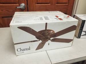 52 Ceiling Fan MinkaAire Chantal Antique Pecan with 5 Dark Walnut blades (new in box)