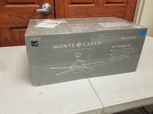 52 Ceiling Fan Monte Carlo Discus ES Roman Bronze with 4 Roman BronzeWalnut Dual blades (new in box)