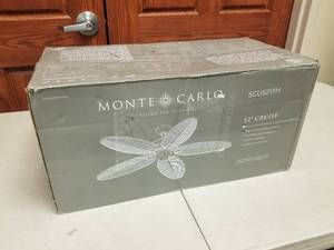 52 Ceiling Fan Monte Carlo Cruise White with 5 White ABS blades (new in box)