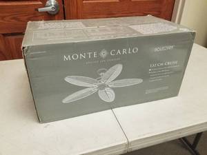 52 Ceiling Fan Monte Carlo Cruise White with 5 White ABS blades (new in box)