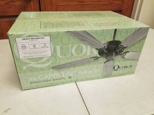 52 Ceiling Fan Quorum International the Capri I Toasted Sienna with 5 RosewoodWalnut blades (new in box)