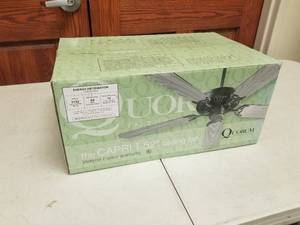 52 Ceiling Fan Quorum International the Capri I Toasted Sienna with 5 RosewoodWalnut blades (new in box)