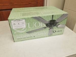 52 Ceiling Fan Quorum International the Capri I Toasted Sienna with 5 RosewoodWalnut blades (new in box)